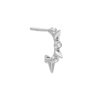 14K White Gold / Single Diamond Bezel Spike Hoop Earring 14K - Adina Eden's Jewels