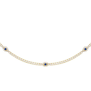 Sapphire Blue Evil Eye Tennis Choker - Adina Eden's Jewels