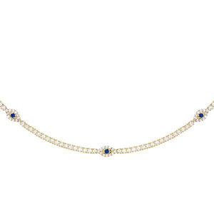 Sapphire Blue Evil Eye X Tennis Anklet - Adina Eden's Jewels