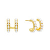 Pearl White Double Row Pearl Huggie Earring - Adina Eden's Jewels