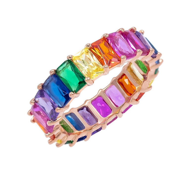 Multi-Color / 6 Rainbow baguette Ring - Adina Eden's Jewels