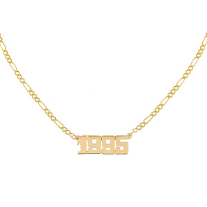 14K Gold Year Nameplate Necklace 14K - Adina Eden's Jewels