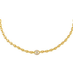 Gold Mariner Link CZ Necklace - Adina Eden's Jewels