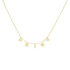 Gold Solid Bubble Letter Dangling Name Necklace - Adina Eden's Jewels