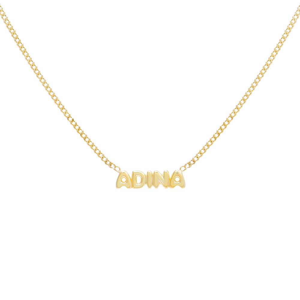Gold Solid Bubble Name Link Necklace - Adina Eden's Jewels