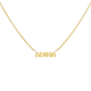 Gold Solid Bubble Name Link Necklace - Adina Eden's Jewels