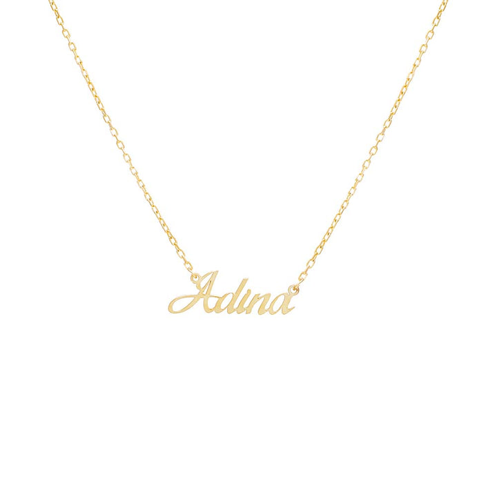 Gold Solid Script Nameplate Necklace - Adina Eden's Jewels