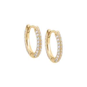14K Gold / Pair Pavé Rounded Huggie Earring 14K - Adina Eden's Jewels