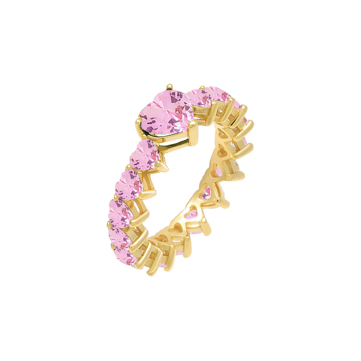 Sapphire Pink / 6 Multi CZ Heart Ring - Adina Eden's Jewels