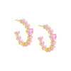 Dusty Pink Chunky CZ Heart Hoop Earring - Adina Eden's Jewels