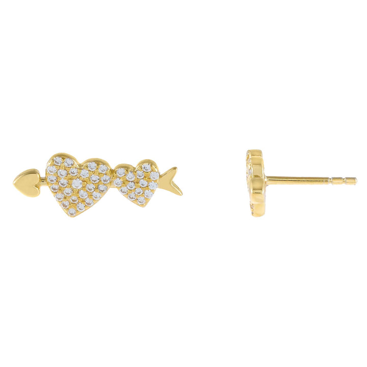 Gold Pavé Heart Arrow Stud Earring - Adina Eden's Jewels