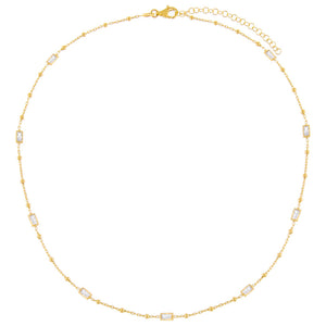  CZ Baguette X Beaded Necklace - Adina Eden's Jewels