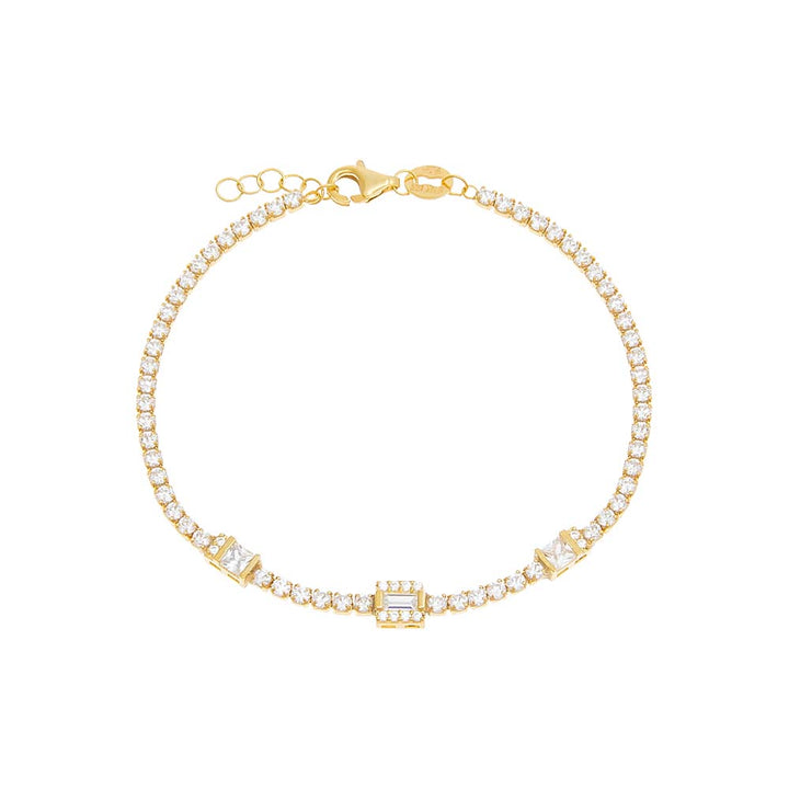 Gold Triple Baguette Tennis Bracelet - Adina Eden's Jewels