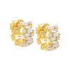 Gold Baguette X Solitaire Scattered Huggie Earring - Adina Eden's Jewels