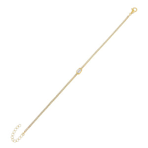 Gold CZ Baguette Tennis Bracelet - Adina Eden's Jewels