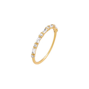 Gold / 5 Colored Thin Baguette X Solitaire CZ Ring - Adina Eden's Jewels