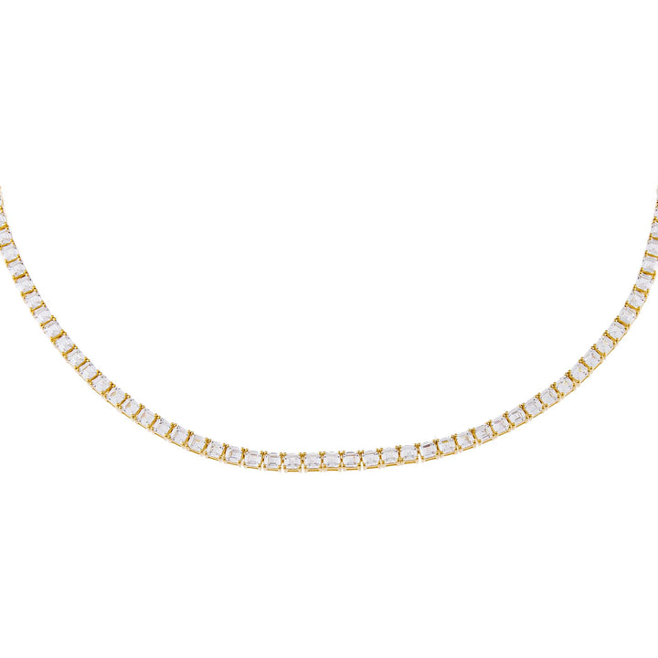 Gold Princess Cut Tennis Necklace - Adina Eden's Jewels