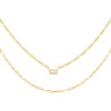 Gold CZ Baguette Figaro X Oval Link Necklace - Adina Eden's Jewels