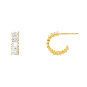 Gold Mini Baguette Hoop Earring - Adina Eden's Jewels