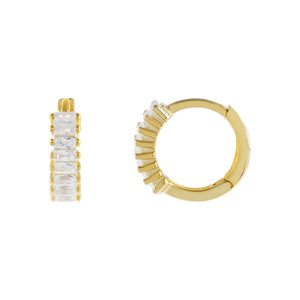 Gold Baguette Huggie Earring - Adina Eden's Jewels