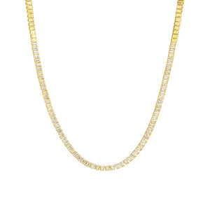 White / 3MM Colored Emerald Bezel-Set Tennis Necklace - Adina Eden's Jewels
