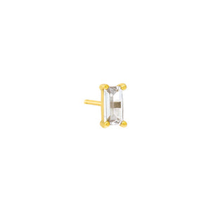 Gold / Single CZ Baguette Stud Earring - Adina Eden's Jewels