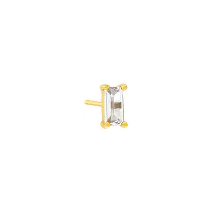 Gold / Single CZ Baguette Stud Earring - Adina Eden's Jewels