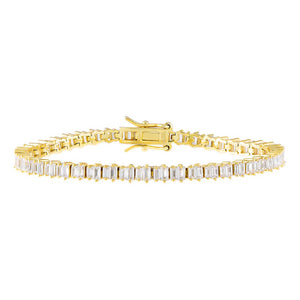 Gold Scattered Baguette Tennis Bracelet - Adina Eden's Jewels