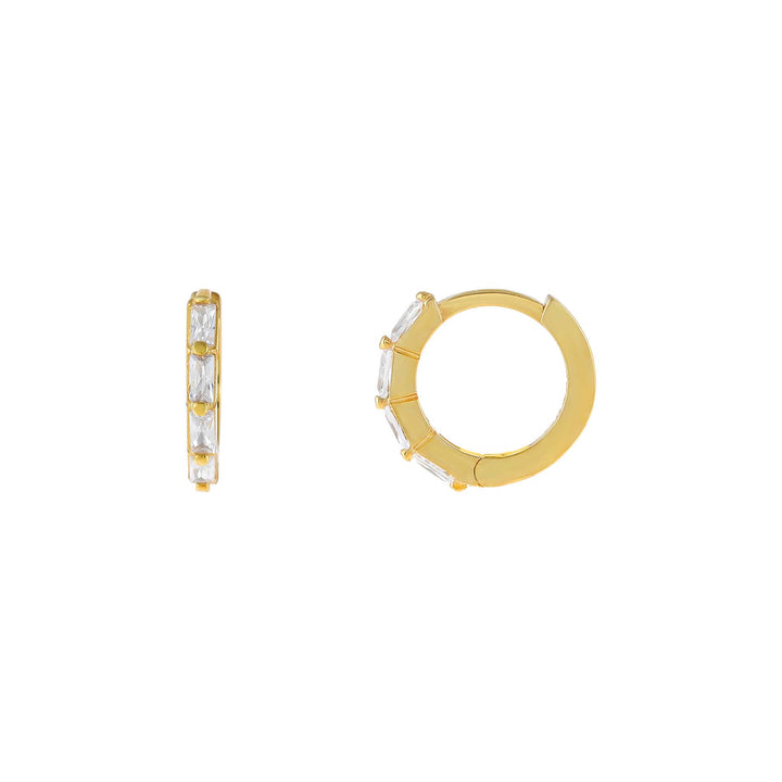 Gold CZ Multi Baguette Huggie Earring - Adina Eden's Jewels