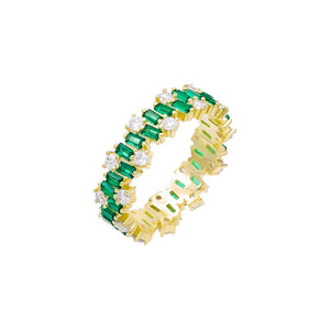 Gold / 6 Baguette X Solitaire Scattered Eternity Band - Adina Eden's Jewels