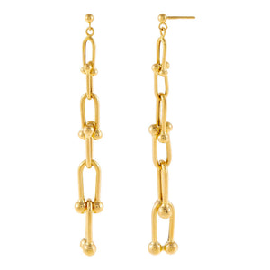 14K Gold U Chain Drop Stud Earring 14K - Adina Eden's Jewels