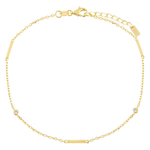 Gold CZ Bezel Bar Anklet - Adina Eden's Jewels