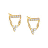 Gold / Pair Pavé Bar X Cluster Chain Stud Earring - Adina Eden's Jewels