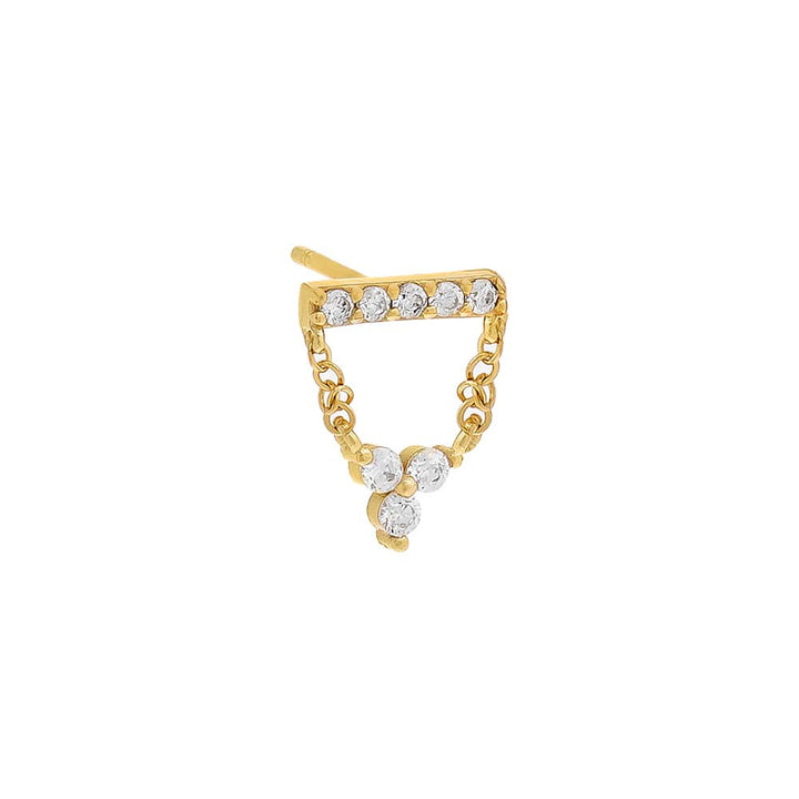 Gold / Single Pavé Bar X Cluster Chain Stud Earring - Adina Eden's Jewels
