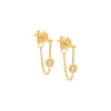 14K Gold / Pair Tiny Diamond Front Back Chain Stud Earring 14K - Adina Eden's Jewels