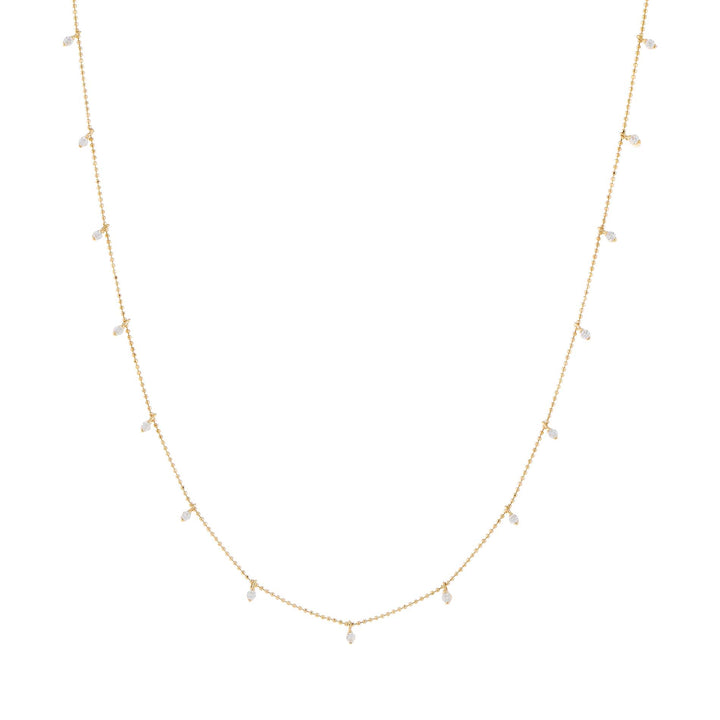 14K Gold Dangling CZ Bead Chain Necklace 14K - Adina Eden's Jewels
