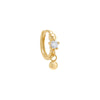 Gold / Single CZ Stone X Dangling Ball Huggie Earring - Adina Eden's Jewels