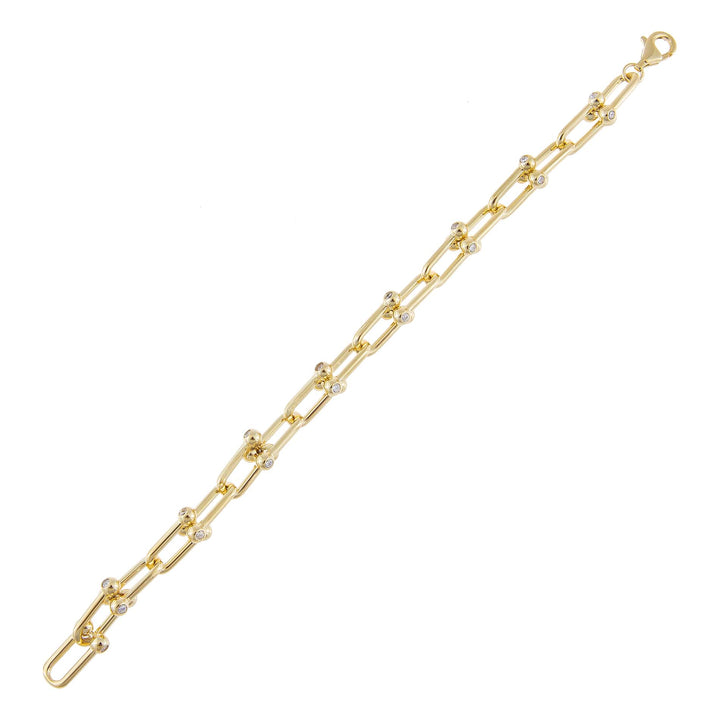 Gold CZ U Chain Link Bracelet - Adina Eden's Jewels