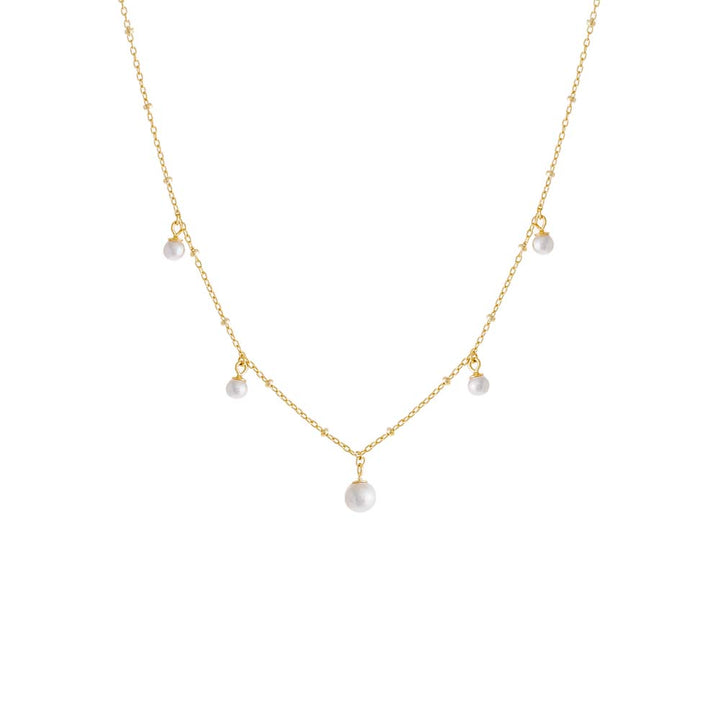 Pearl White Graduated Dangling Pearl Necklace - Adina Eden's Jewels