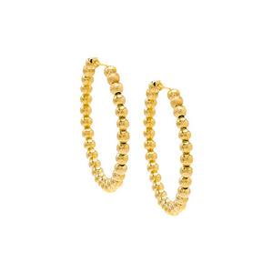 Gold Solid Beaded Hoop Earring - Adina Eden's Jewels