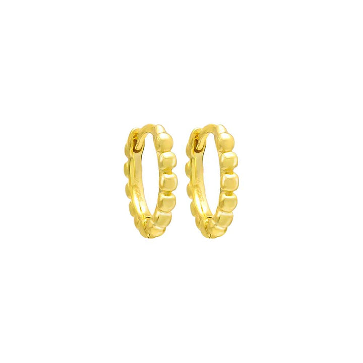 Gold / Pair / 8.5MM Solid Beaded Huggie Earring - Adina Eden's Jewels