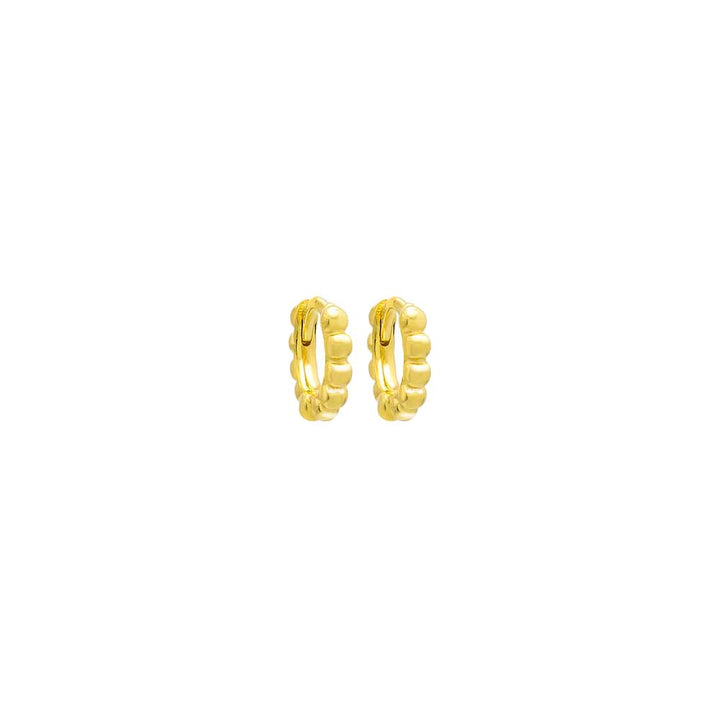 Gold / Pair / 6.5MM Solid Beaded Huggie Earring - Adina Eden's Jewels