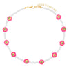  Neon Pink Smiley Flower Bead Necklace - Adina Eden's Jewels
