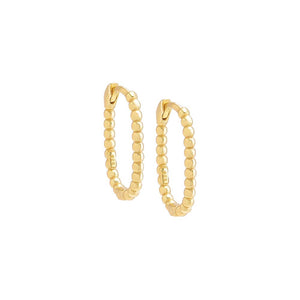 Gold / Pair Beaded Oval Shape Huggie Earring - Adina Eden's Jewels
