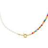 Multi-Color Colored Bead X Pearl Toggle Necklace - Adina Eden's Jewels