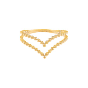  Double Beaded Chevron Ring 14K - Adina Eden's Jewels
