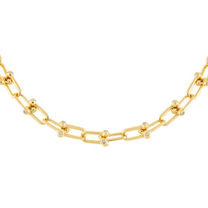 Gold CZ U Chain Link Necklace - Adina Eden's Jewels