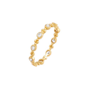 Gold / 5 Colored X Beaded Eternity Ring - Adina Eden's Jewels