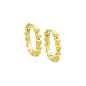 Gold Tiny Beaded Huggie Earring - Adina Eden's Jewels