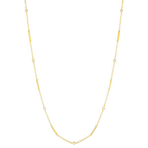 Gold / 14" CZ Bezel Bar Necklace - Adina Eden's Jewels